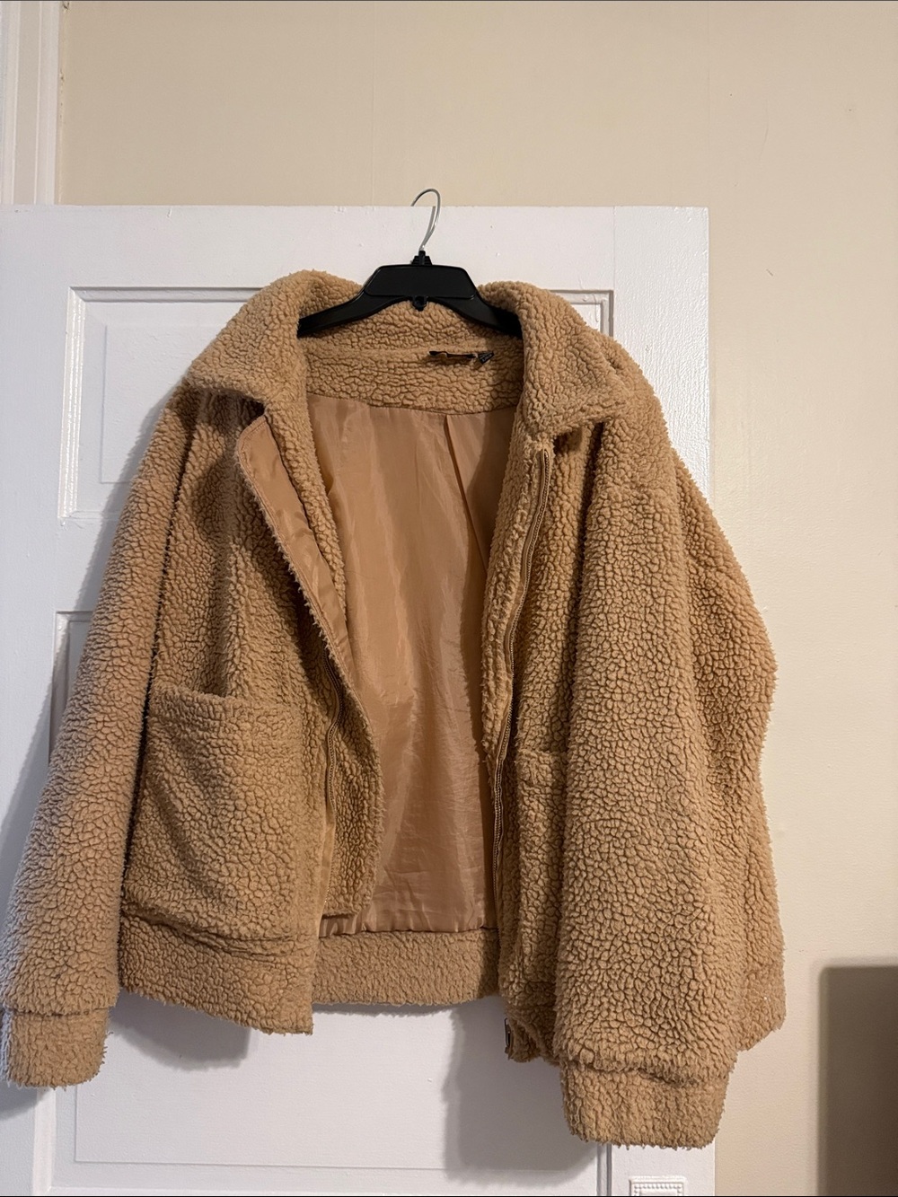 RD Style Tan Teddy Sherpa Jacket for Women